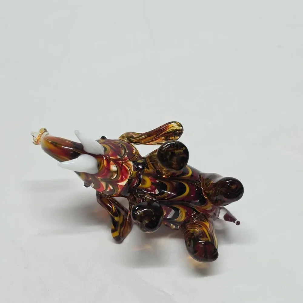 Vintage LENOX Amber Red Elephant Art Glass Handblown Figurine